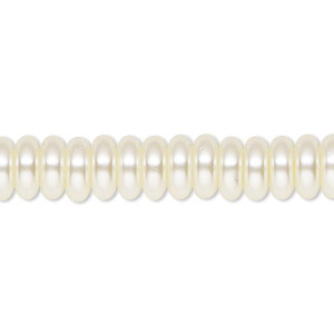Bead, Celestial Crystal&reg;, crystal pearl, cream, 8x3mm rondelle. Sold per 15-1/2&quot; to 16&quot; strand, approximately 120 beads.