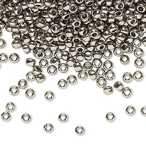 Seed bead, TOHO BEADS&reg;, glass, opaque nickel-plated nickel, (TR-08-711), #8 round. Sold per 7.5-gram pkg.
