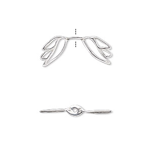 Bead, Amoracast&reg;, sterling silver, 21x9mm double-sided angel wing with cutout design. Sold individually.