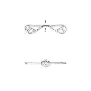 Bead, Amoracast&reg;, sterling silver, 20x4mm double-sided dragonfly wing with cutout design. Sold individually.