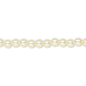 Bead, Celestial Crystal&reg;, crystal pearl, ivory, 4mm round. Sold per pkg of (2) 15-1/2&quot; to 16&quot; strands, approximately 200 beads.
