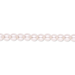 Bead, Celestial Crystal&reg;, crystal pearl, light pink, 4mm round. Sold per pkg of (2) 15-1/2&quot; to 16&quot; strands, approximately 200 beads.