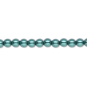 Bead, Celestial Crystal&reg;, crystal pearl, green, 4mm round. Sold per pkg of (2) 15-1/2&quot; to 16&quot; strands, approximately 200 beads.