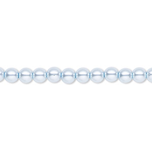 Bead, Celestial Crystal&reg;, crystal pearl, light blue, 4mm round. Sold per pkg of (2) 15-1/2&quot; to 16&quot; strands, approximately 200 beads.