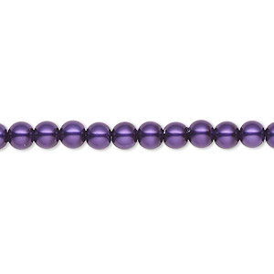 Bead, Celestial Crystal&reg;, crystal pearl, purple, 4mm round. Sold per pkg of (2) 15-1/2&quot; to 16&quot; strands, approximately 200 beads.