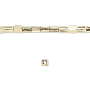 Bead, brass-finished &quot;pewter&quot; (zinc-based alloy), 4x3mm rounded cube. Sold per 8-inch strand.