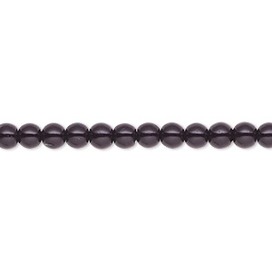 Bead, Celestial Crystal&reg;, crystal pearl, black, 4mm round. Sold per pkg of (2) 15-1/2&quot; to 16&quot; strands, approximately 200 beads.