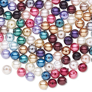 Bead mix, Celestial Crystal&reg;, crystal pearl, mixed, 4mm round. Sold per pkg of 210 beads.