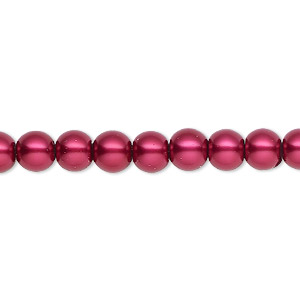 Bead, Celestial Crystal&reg;, crystal pearl, red, 6mm round. Sold per pkg of (2) 15-1/2&quot; to 16&quot; strands, approximately 130 beads.