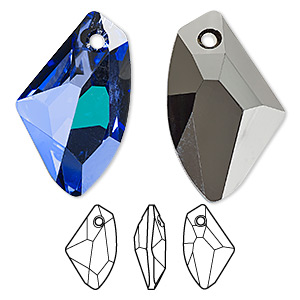 Focal, Crystal Passions&reg;, crystal Bermuda blue P, 39x24mm faceted galactic vertical pendant (6656). Sold individually.