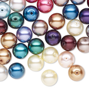 Bead mix, Celestial Crystal&reg;, crystal pearl, mixed, 8mm round. Sold per pkg of 104.