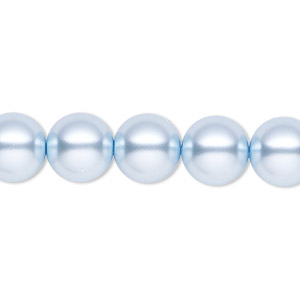 Bead, Celestial Crystal&reg;, crystal pearl, light blue, 10mm round. Sold per pkg of (2) 15-1/2&quot; to 16&quot; strands, approximately 80 beads.