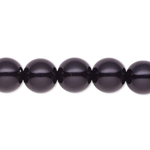 Bead, Celestial Crystal&reg;, crystal pearl, black, 10mm round. Sold per pkg of (2) 15-1/2&quot; to 16&quot; strands, approximately 80 beads.