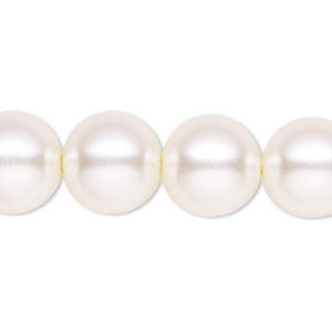 Bead, Celestial Crystal&reg;, crystal pearl, cream, 14mm round. Sold per 15-1/2&quot; to 16&quot; strand, approximately 28 beads.