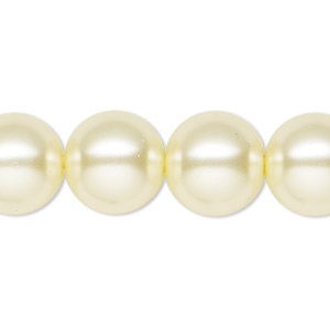 Bead, Celestial Crystal&reg;, crystal pearl, ivory, 14mm round. Sold per 15-1/2&quot; to 16&quot; strand, approximately 28 beads.
