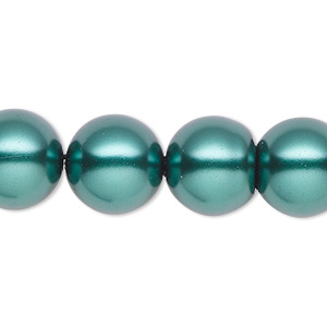 Bead, Celestial Crystal&reg;, crystal pearl, green, 14mm round. Sold per 15-1/2&quot; to 16&quot; strand, approximately 28 beads.