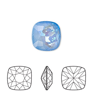 Embellishment, Crystal Passions&reg;, ultra blue AB, 12mm faceted cushion fancy stone (4470). Sold individually.