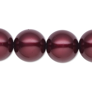 Bead, Celestial Crystal&reg;, crystal pearl, bordeaux, 16mm round. Sold per 15-1/2&quot; to 16&quot; strand, approximately 25 beads.