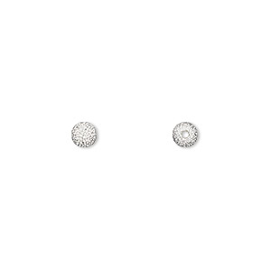 Bead, silver-plated brass, 4mm stardust round. Sold per pkg of 20.