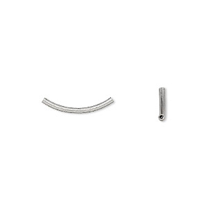 Bead, antique silver-plated brass, 15.5x1mm curved tube. Sold per pkg of 50.