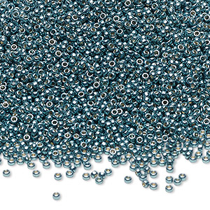 Seed bead, Miyuki, glass, Duracoat&reg; opaque galvanized dark seafoam, (RR4217), #15 rocaille. Sold per 250-gram pkg.