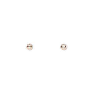 Bead, 14Kt rose gold-filled, 3mm seamless round. Sold per pkg of 100 ...