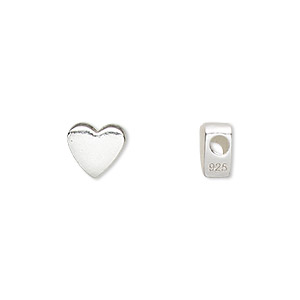 Bead, sterling silver, 4mm top-drilled flat heart. Sold per pkg of 2.