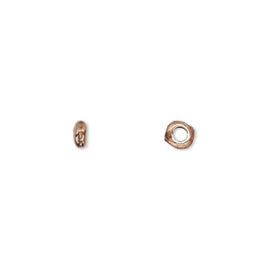 Bead, TierraCast&reg;, antique copper-plated pewter (tin-based alloy), 4x2mm-5x2mm nugget rondelle. Sold per pkg of 20.