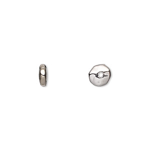 Bead, TierraCast&reg;, white bronze-plated pewter (tin-based alloy), 6.5x2.5mm dimpled freeform rondelle. Sold per pkg of 20.