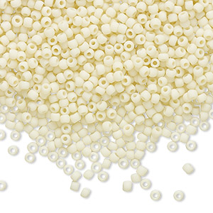 Seed bead, TOHO BEADS&reg;, glass, opaque frosted light beige, (TR-11-51F), #11 round. Sold per 7.5-gram pkg.