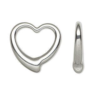 Charm, stainless steel, 24x24mm undrilled double-sided open floating heart. Sold individually.
