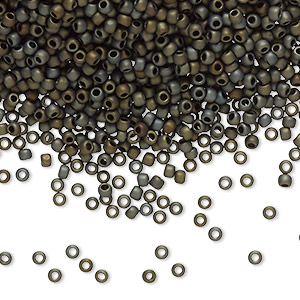 Seed bead, TOHO BEADS&reg;, glass, opaque frosted metallic iris brown, (TR-11-83F), #11 round. Sold per 50-gram pkg.