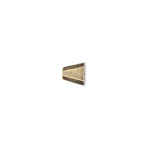 Bead, TierraCast&reg;, &quot;Make a Statement&quot; collection, antique brass-plated pewter (tin-based alloy), 7mm trapezoid with geometry theme. Sold per pkg of 4.