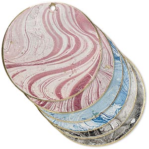 Focal, brass, assorted marbled patina, 30mm double-sided flat round. Sold per pkg of 6.