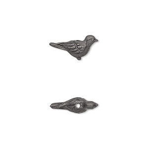 Bead, TierraCast&reg;, black-plated pewter (tin-based alloy), 14.5x7mm 3D Paloma bird. Sold per pkg of 20.