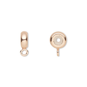 Bead keeper, silicone and copper-plated brass, clear, 9x3.5mm rondelle with closed loop. Sold per pkg of 4.