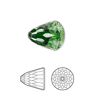 Bead, Crystal Passions&reg;, dark moss green, 15x13.5mm faceted dome large (5541). Sold individually.