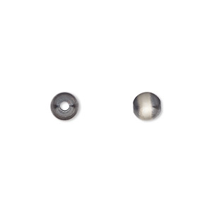 Bead, Navajo pearl style, brushed oxidized sterling silver, 6mm round. Sold per pkg of 2.