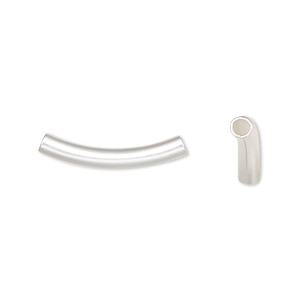 Bead, silver-plated brass with satin finish, 22x3mm curved tube. Sold per pkg of 100.