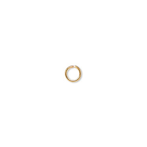 Jump ring, gold-plated brass, 5mm round, 3.4mm inside diameter, 20 ...