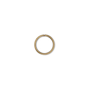 Jump ring, antique gold-plated brass, 10mm round, 8mm inside diameter, 18 gauge. Sold per pkg of 100.