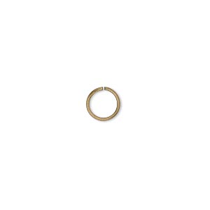 Jump ring, antique gold-plated brass, 7mm round, 5.5mm inside diameter ...