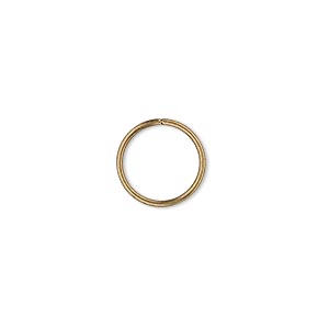 Jump ring, antique gold-plated brass, 12mm round, 10mm inside diameter, 18 gauge. Sold per pkg of 500.