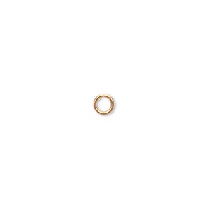 Jump ring, gold-plated brass, 4.5mm round, 2.9mm inside diameter, 20 gauge. Sold per pkg of 1,000.