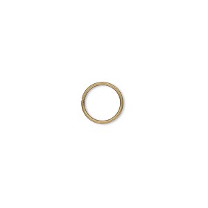 Jump ring, antique gold-plated brass, 9mm round, 7.5mm inside diameter ...