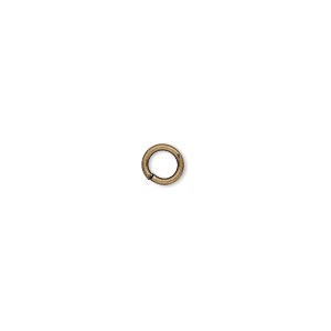 Jump ring, antique gold-plated brass, 5.5mm round, 3.5mm inside diameter, 18 gauge. Sold per pkg of 1,000.