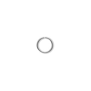 Jump ring, silver-plated brass, 8mm round, 6.4mm inside diameter, 20 ...