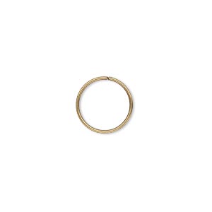 Jump ring, antique gold-plated brass, 12mm round, 10.4mm inside ...