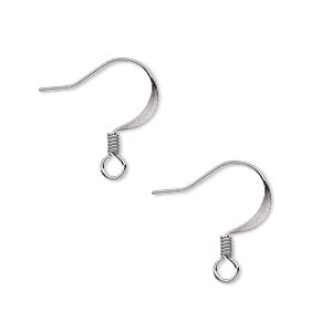 Ear wire, gunmetal-plated brass, 17mm flat fishhook with 2.5mm coil and open loop, 22 gauge. Sold per pkg of 50 pairs.