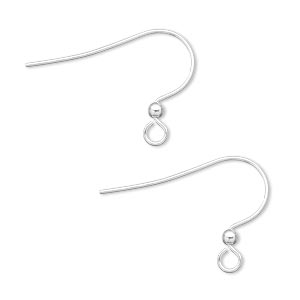 Ear wire, silver-plated brass, 17mm fishhook with 2.5mm ball and open loop, 22 gauge. Sold per pkg of 250 pairs.
